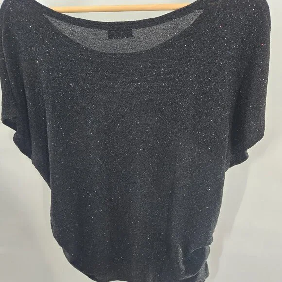 Vintage Zenobia Black Y2K Glitter Shimmer Going Out Blouse 3XL - Picture 2 of 11